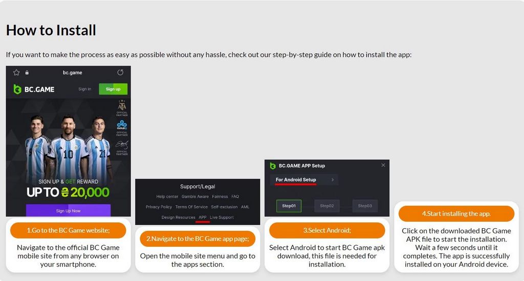 BC.Game mobile app for Android and iphone
